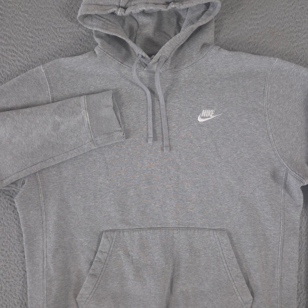 Nike Hoodie Mens Large Tall Gray Club Fleece Pullover‎ Embroidered Swoosh Logo